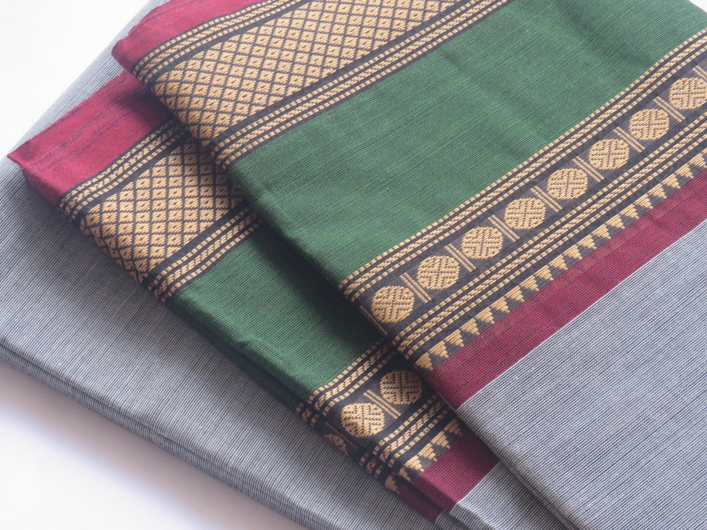 Hand woven cotton saree